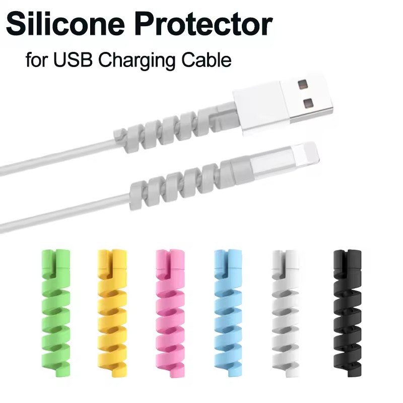Phone Accessories Charger - 6/20pcs Pelindung Kabel Silikon, Penggulung Spiral