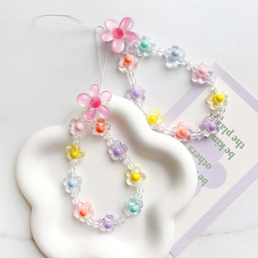Phone Accessories Crochet - Rantai Ponsel Manik-Manik Bunga Matahari Warna-Warni,