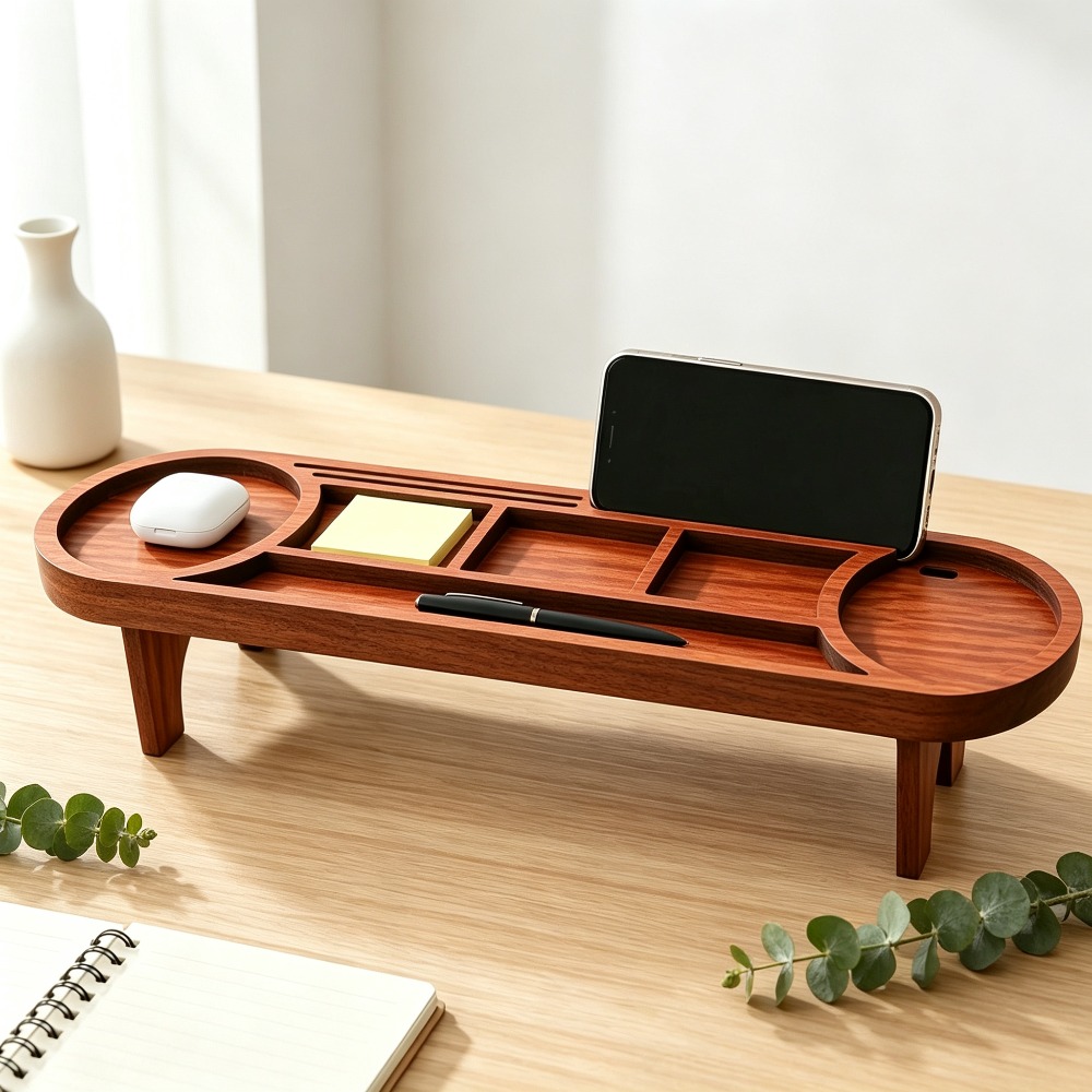 Organizer Meja Kayu dengan Pen - Phone Accessories Rack ulasan dan harga